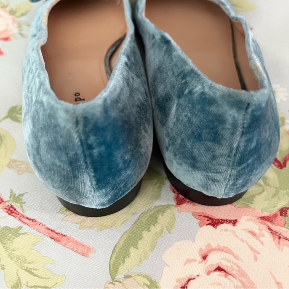 Dee Ocleppo Velvet Bow Teal Turquoise Blue Green Flat Pump Size 9 Leather - Picture 4 of 13